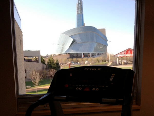 Fitness room view, Inn at The Forks, Winnipeg, Manitoba, Canada