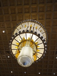 Under the chandelier in the New Yorker Hotel