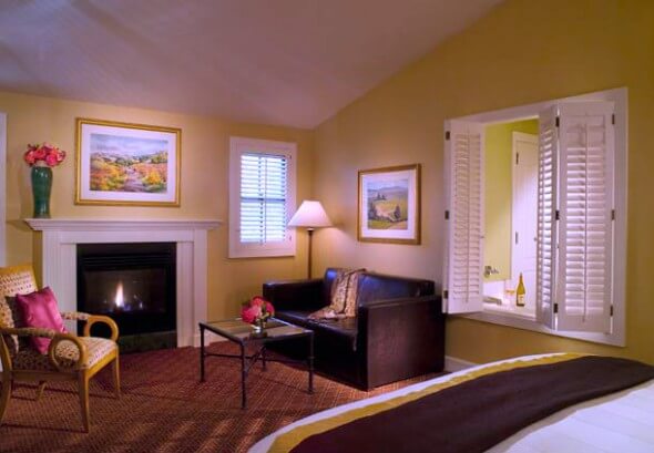 A cottage room with fireplace at the Lodge at Sonoma