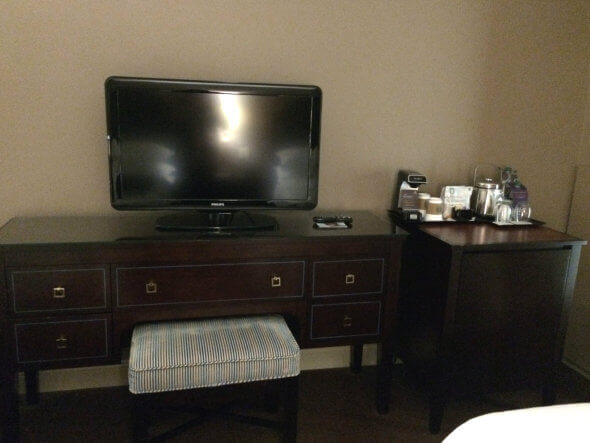 TV and storage in room 