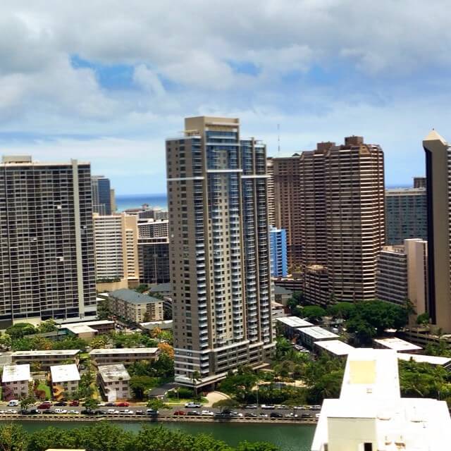 City view of skyscrapers from Ala Moana Hotel