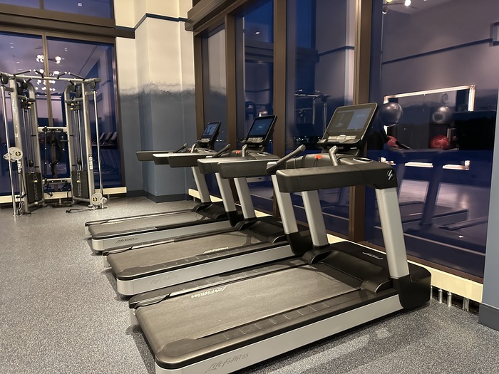 Treadmills in a gym area.